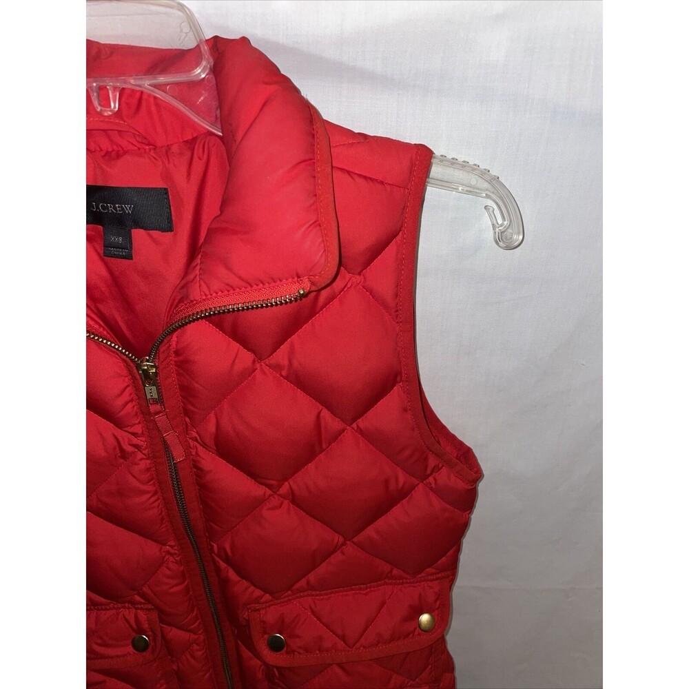 J. Crew Puffer Vest Women’s Size XXS Red Zip Front Pockets Down Insulation - Picture 4 of 12